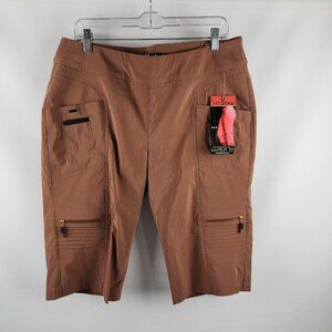 Jamie Sadock Pant Women 16 Brown Sugar Skinnylicious Golf Knee Capris 34x14 NWT